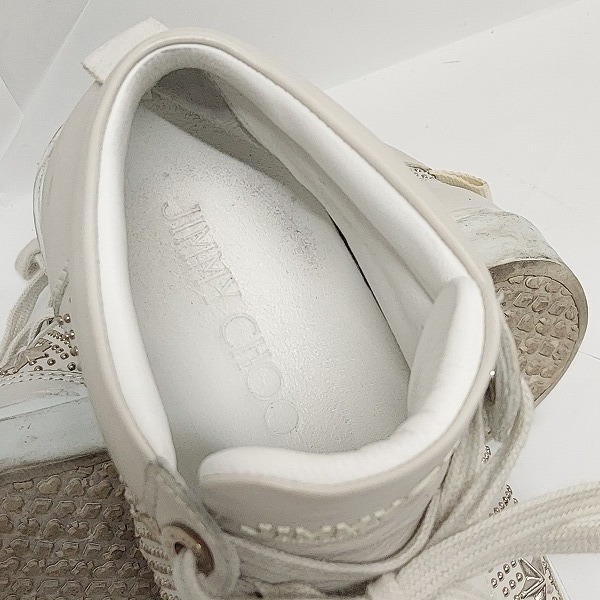 実際に弊社で買取させて頂いたJIMMY CHOO/ジミーチュウ スタースタッズ スニーカー ホワイト/41の画像 4枚目