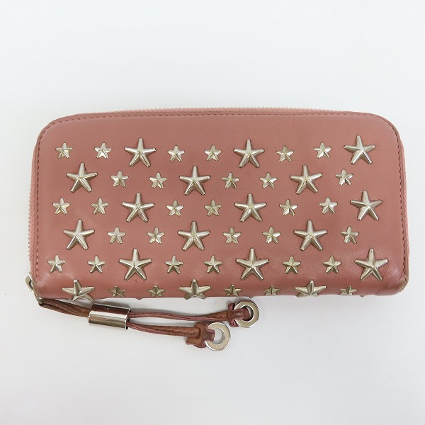 実際に弊社で買取させて頂いたJIMMY CHOO/ジミーチュウ スタースタッズ レザー ラウンドファスナー長財布