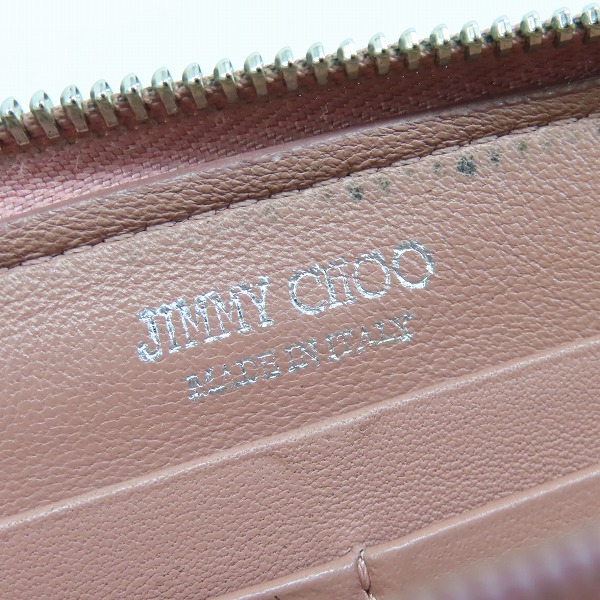 実際に弊社で買取させて頂いたJIMMY CHOO/ジミーチュウ スタースタッズ レザー ラウンドファスナー長財布の画像 5枚目