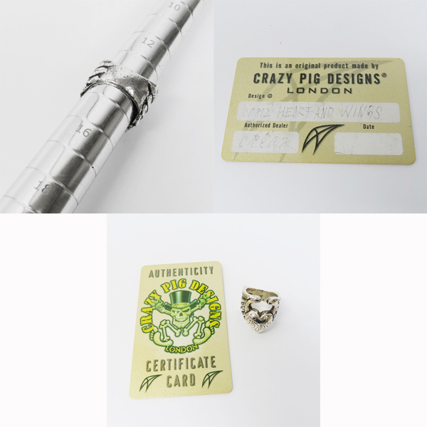実際に弊社で買取させて頂いた【ギャラ付】CRAZY PIG/クレイジーピッグ Large heart ＆ wings ring CP812/14-14.5号の画像 8枚目