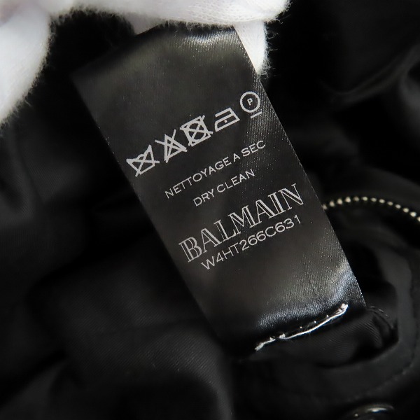 実際に弊社で買取させて頂いたBALMAIN/バルマン 14AW バイカーダウンジャケット ブラック W4HT266C631/XSの画像 6枚目