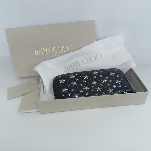 実際に弊社で買取させて頂いたJIMMY CHOO/ジミーチュウ スタースタッズ ラウンドジップ 長財布の画像 9枚目