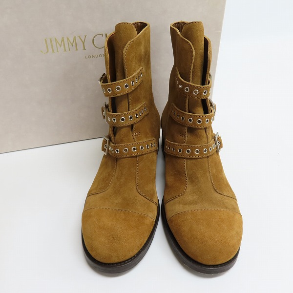 実際に弊社で買取させて頂いたJIMMY CHOO ジミーチュウ DOVER FLAT シナモン ベルクロ ショートブーツ 39