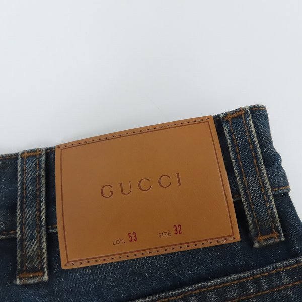 GUCCI/グッチ 17AW 切りっぱなしドラゴンエンブロイダリーデニムパンツ