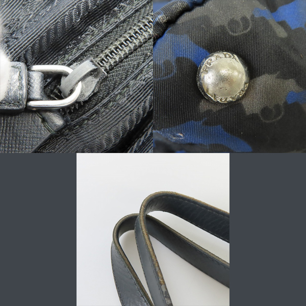 実際に弊社で買取させて頂いた【難有り】PRADA/プラダ TESSUTO STAMPAT ピストル総柄 三角ロゴプレートトートバッグ B4696Pの画像 8枚目