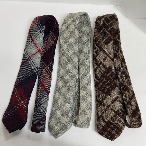 実際に弊社で買取させて頂いたBLACK FLEECE/Brooks Brothers ボーダー タータンチェック柄等 ニット/ウール ネクタイ おまとめ7点の画像 1枚目