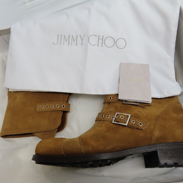 実際に弊社で買取させて頂いたJIMMY CHOO ジミーチュウ DOVER FLAT シナモン ベルクロ ショートブーツ 39の画像 6枚目