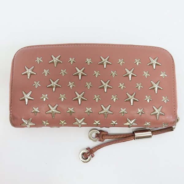 実際に弊社で買取させて頂いたJIMMY CHOO/ジミーチュウ スタースタッズ レザー ラウンドファスナー長財布の画像 1枚目
