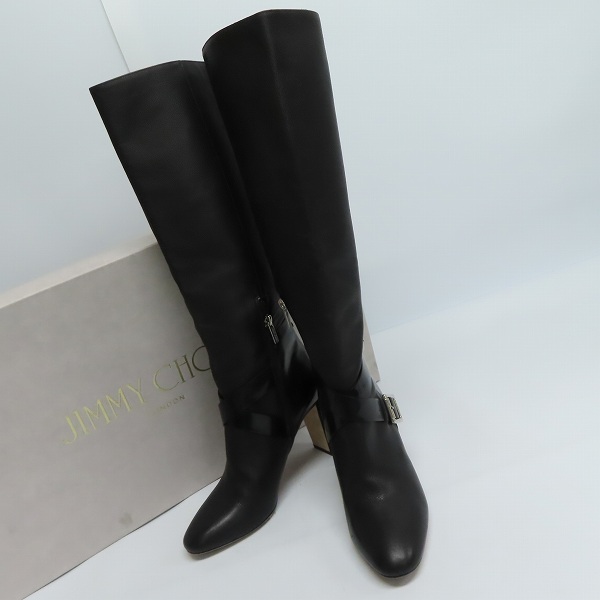 実際に弊社で買取させて頂いたJIMMY CHOO/ジミーチュウ レザー サイドジップ ハイヒールロングブーツ 39