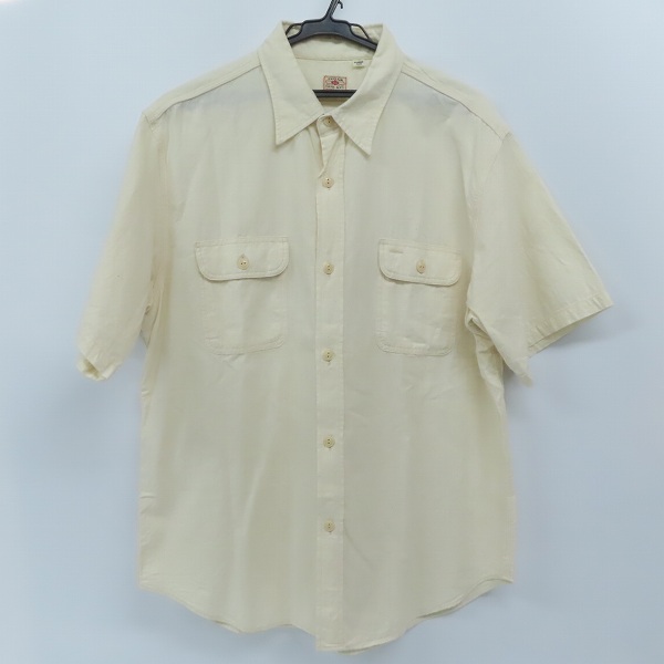 実際に弊社で買取させて頂いたSUGAR CANE/シュガーケーン  ホワイトシャンブレー ワークシャツ 半袖シャツ SC37942/XL