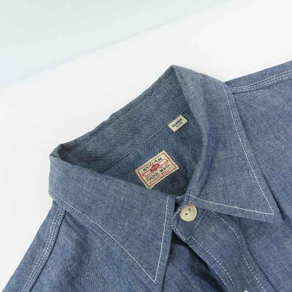 実際に弊社で買取させて頂いたSUGAR CANE/シュガーケーン  ブルーシャンブレー ワークシャツ 半袖シャツ SC37941/XLの画像 6枚目