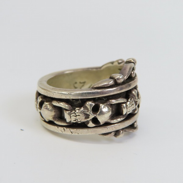 実際に弊社で買取させて頂いたLEATHERS AND TREASURES/レザーズアンドトレジャーズ スカルスクロールリング 20.5号の画像 3枚目