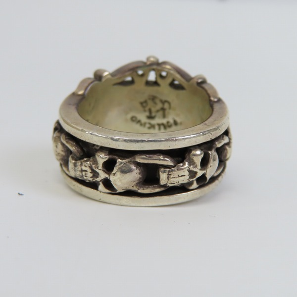 実際に弊社で買取させて頂いたLEATHERS AND TREASURES/レザーズアンドトレジャーズ スカルスクロールリング 20.5号の画像 4枚目