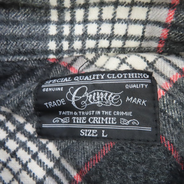 実際に弊社で買取させて頂いたCRIMIE/クライミー チェック フランネルシャツ Lの画像 2枚目