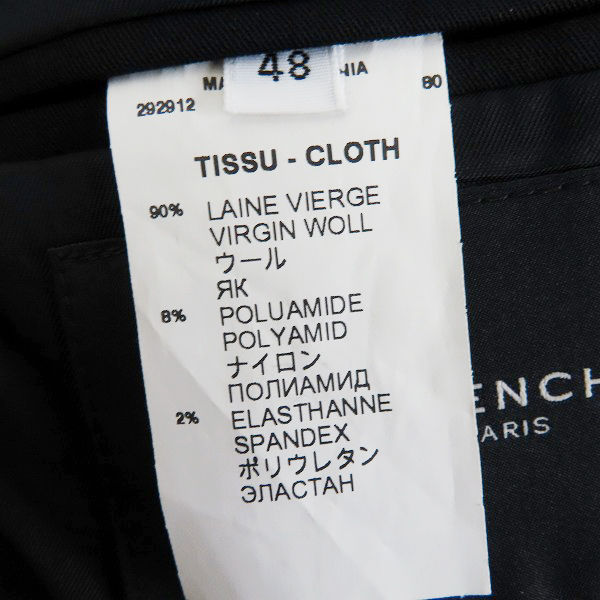 実際に弊社で買取させて頂いたGIVENCHY/ジバンシィ 2B テーラードジャケット 48の画像 3枚目