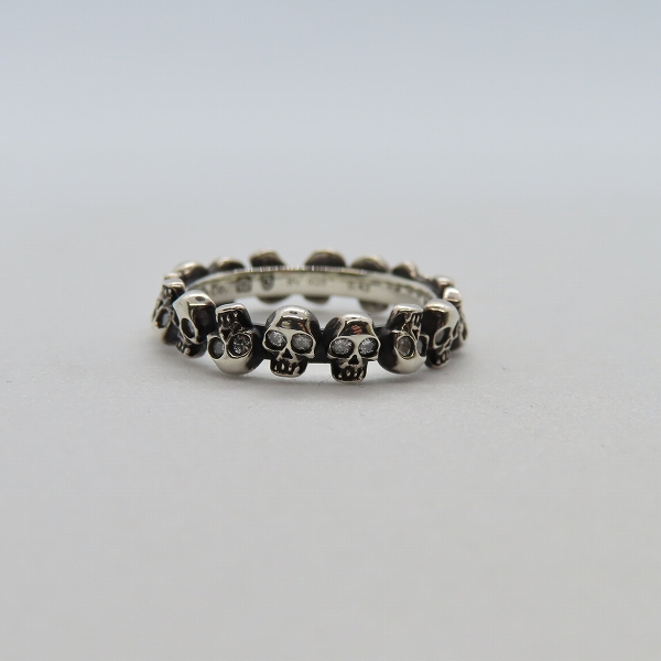 実際に弊社で買取させて頂いたGARNI/ガルニ SV925 シルバー ダイヤモンド スカル 指輪/リング 19号の画像 1枚目