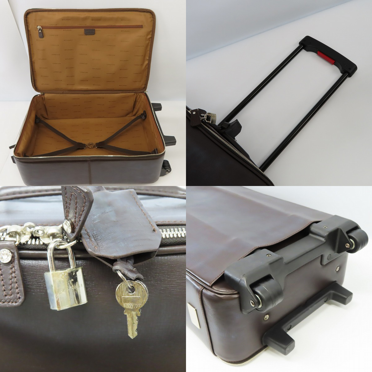 実際に弊社で買取させて頂いたBVLGARI/ブルガリ レザー 2輪 キャリーケース/スーツケース/ビジネスバッグ/ハンドバッグ 2点セットの画像 3枚目