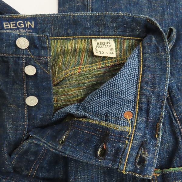 実際に弊社で買取させて頂いたSUGAR CANE×BEGIN/シュガーケーン×ビギン 砂糖黍 唄者モデル デニムパンツ/ジーンズ W32/L34の画像 5枚目