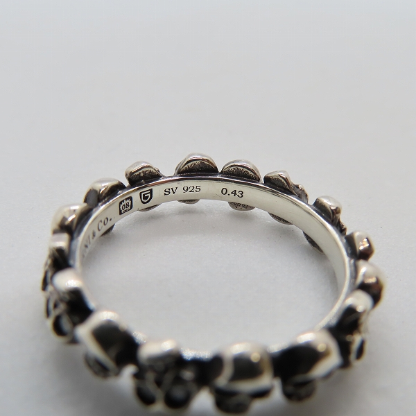 実際に弊社で買取させて頂いたGARNI/ガルニ SV925 シルバー ダイヤモンド スカル 指輪/リング 19号の画像 5枚目