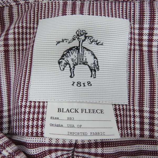 実際に弊社で買取させて頂いた【未使用】BLACK FLEECE by Brooks Brothers/ブラックフリース チェック B.D.シャツ ボルドー/ホワイト/BB3の画像 2枚目