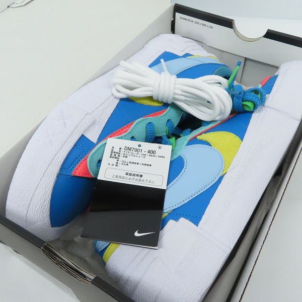 実際に弊社で買取させて頂いた【未使用】KAWS×sacai×NIKE/カウズ×サカイ×ナイキ Blazer Low Neptune Blue DM7901-400/28.5の画像 6枚目