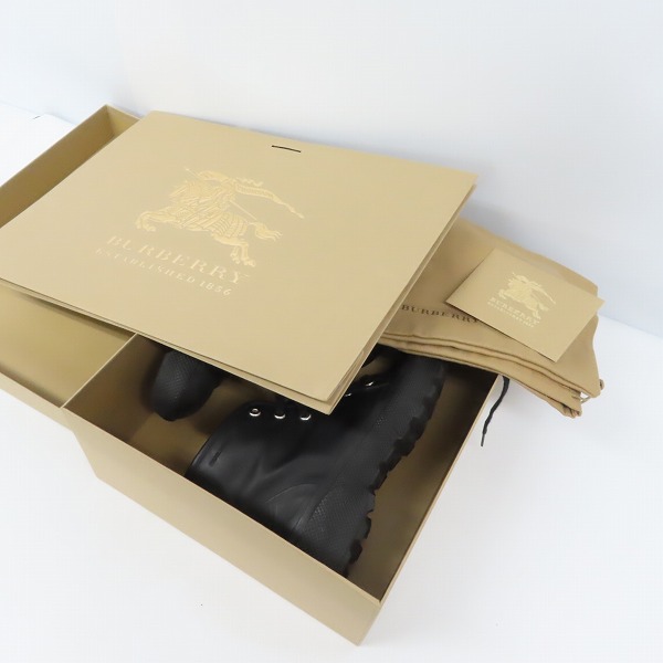 実際に弊社で買取させて頂いたBURBERRY/バーバリー レザー スニーカー ブラック /41の画像 7枚目