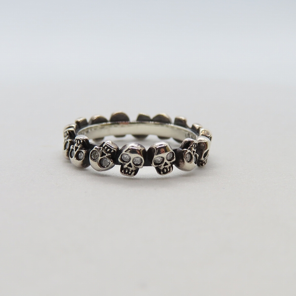 実際に弊社で買取させて頂いたGARNI/ガルニ SV925 シルバー ダイヤモンド スカル 指輪/リング 19号の画像 3枚目