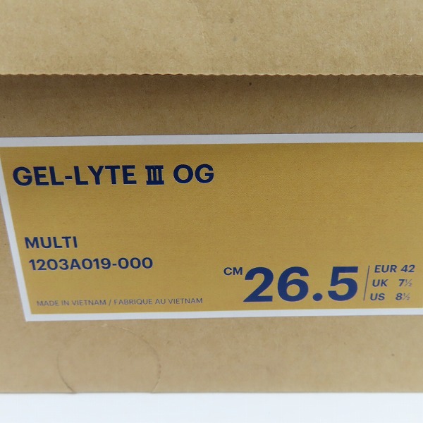 実際に弊社で買取させて頂いたasics×ATMOS/アシックス×アトモス GEL LYTE 3 OG ゲルライト3 ショーン・ウェザースプーン 1203A019-000/26.5の画像 8枚目