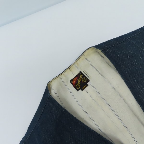 実際に弊社で買取させて頂いたMister Freedom×SUGER CANE/ミスターフリーダム×シュガーケーン SPORTSMAN コンチネンタル デニム ベスト/38の画像 4枚目