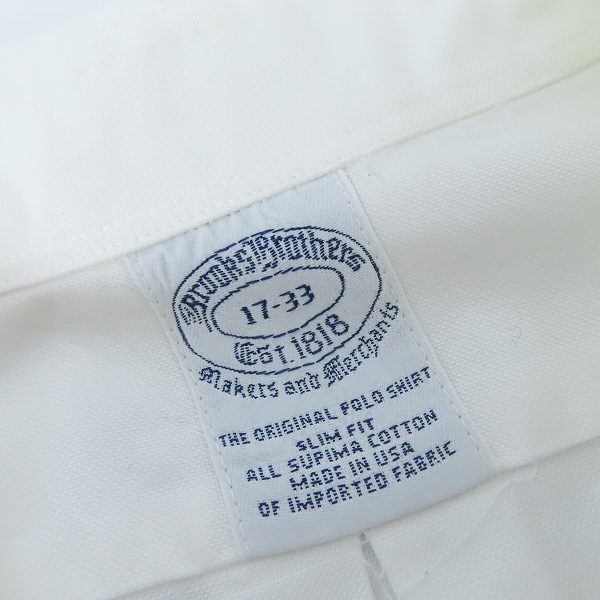 実際に弊社で買取させて頂いたBrooks Brothers/ブルックスブラザーズ B.D.シャツ ホワイト 17-33の画像 2枚目