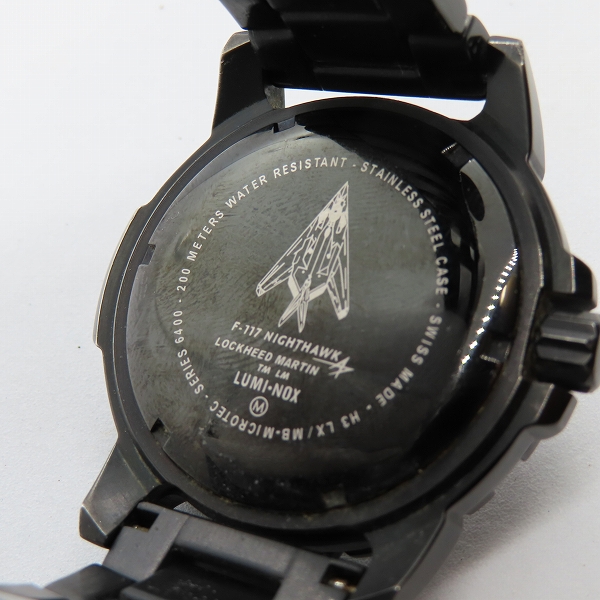 実際に弊社で買取させて頂いたLUMINOX/ルミノックス F-117 NIGHTHAWK/ナイトホーク 腕時計/ウォッチ 黒 6400-200【動作未確認】の画像 4枚目