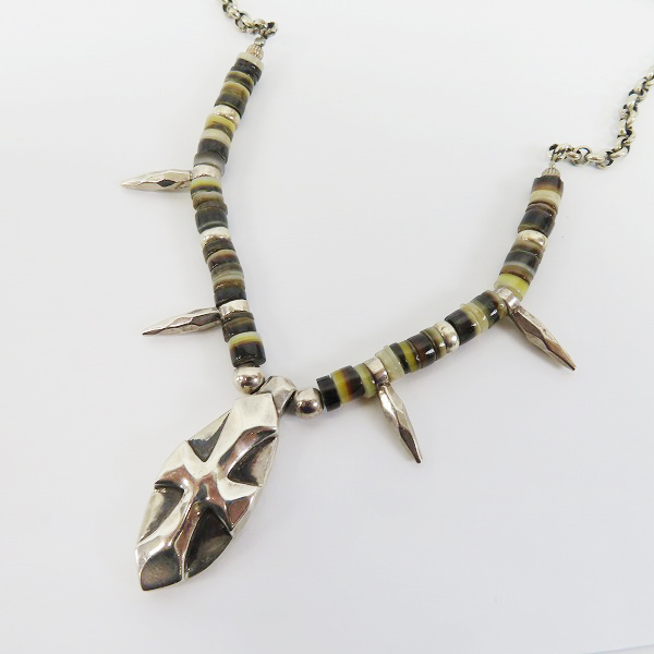 実際に弊社で買取させて頂いたGARNI/ガルニ ストーンビーズ/シルバー チェーン ネイルチャーム付き クロスデザイン ネックレスの画像 1枚目