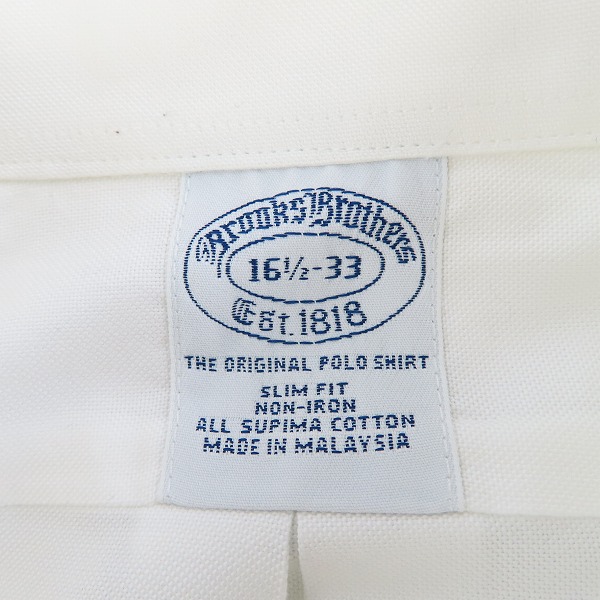 実際に弊社で買取させて頂いたBrooks Brothers/ブルックスブラザーズ B.D.シャツ ホワイト 16.5-33の画像 2枚目