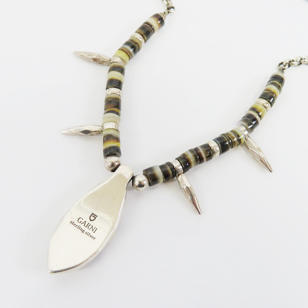 実際に弊社で買取させて頂いたGARNI/ガルニ ストーンビーズ/シルバー チェーン ネイルチャーム付き クロスデザイン ネックレスの画像 2枚目