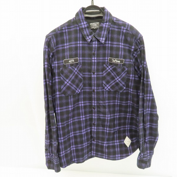 実際に弊社で買取させて頂いたCRIMIE/クライミー 刺繡  チェック フランネルシャツ 紫×黒/L