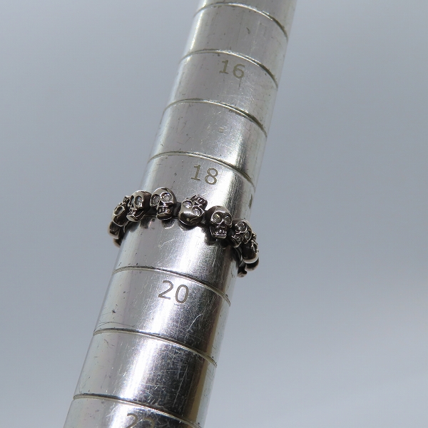 実際に弊社で買取させて頂いたGARNI/ガルニ SV925 シルバー ダイヤモンド スカル 指輪/リング 19号の画像 7枚目