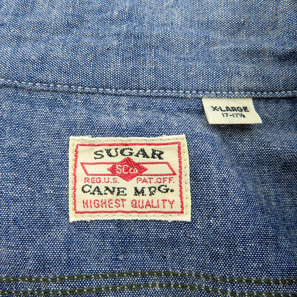 実際に弊社で買取させて頂いたSUGAR CANE/シュガーケーン  ブルーシャンブレー ワークシャツ 長袖シャツ SC27850/XLの画像 2枚目