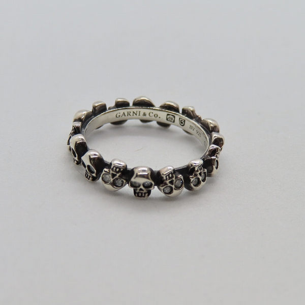 実際に弊社で買取させて頂いたGARNI/ガルニ SV925 シルバー ダイヤモンド スカル 指輪/リング 19号