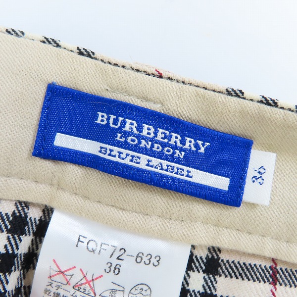 実際に弊社で買取させて頂いたBURBERRY BLUELABEL/バーバリーブルーレーベル チェックパンツ FQF72-633/36の画像 3枚目