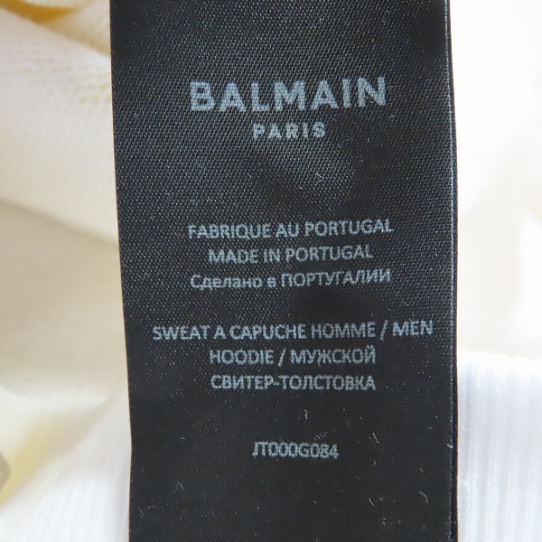 実際に弊社で買取させて頂いたBALMAIN/バルマン フロントロゴ サイドジップ パーカーWH1JT000/Sの画像 4枚目