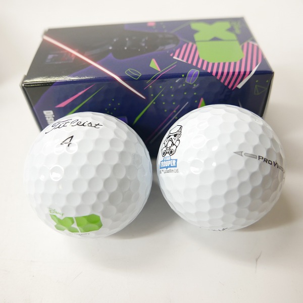 実際に弊社で買取させて頂いた【未使用/オウンネーム】Titleist/タイトリスト PRO V1 ディズニー ゴルフボール 6球の画像 1枚目