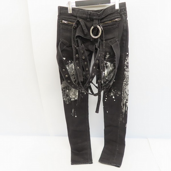 実際に弊社で買取させて頂いたDIET BUTCHER SLIM SKIN/ダイエットブッチャースリムスキン ベルト装飾 ブラックスキニーデニム/2の画像 1枚目