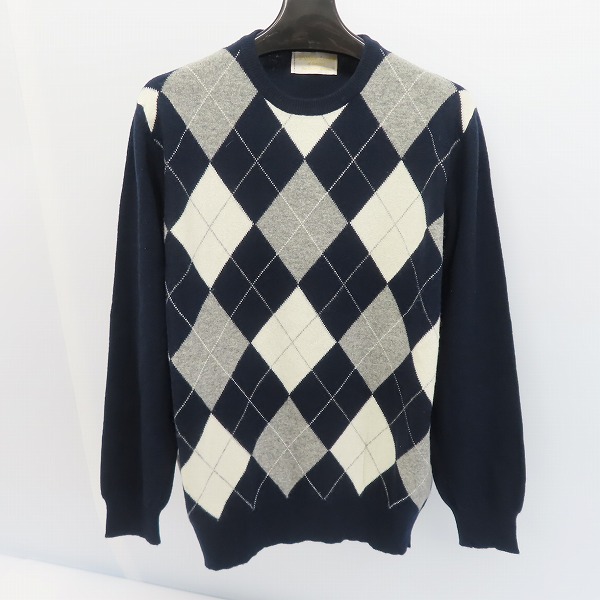 実際に弊社で買取させて頂いたWilliam Lockie/ウィリアムロッキー United Arrows別注 ウール アーガイル Vネックニット/42
