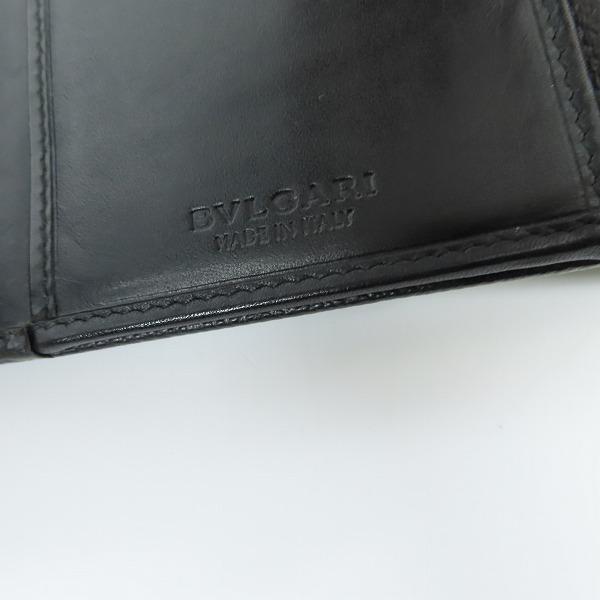 実際に弊社で買取させて頂いたBVLGARI/ブルガリ レザー 二つ折り 長財布/ロングウォレット ブラックの画像 4枚目
