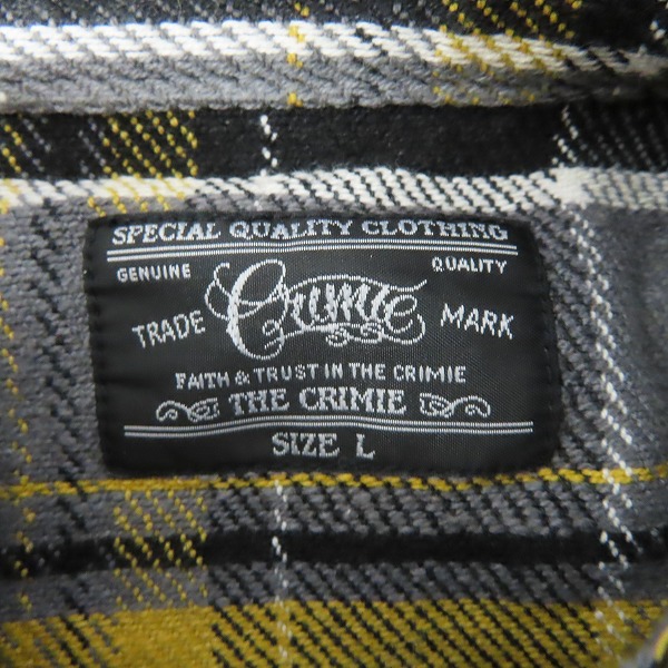 実際に弊社で買取させて頂いたCRIMIE/クライミー 刺繡  チェック フランネルシャツ Lの画像 2枚目