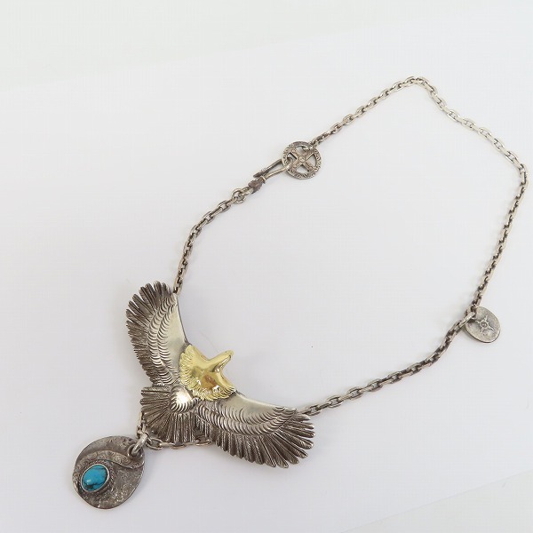 実際に弊社で買取させて頂いた【ギャラ付き】FIRST ARROWS/ファーストアローズ K18 メタル付き 頭金イーグル ターコイズ ペンダントトップ/チェーンの画像 6枚目