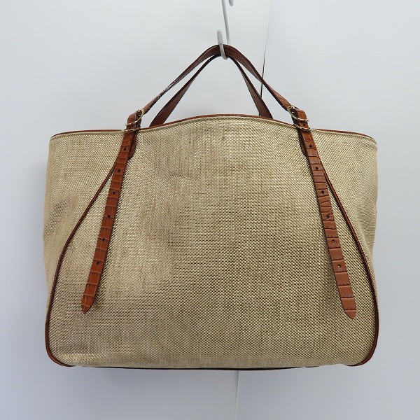 実際に弊社で買取させて頂いたJIMMY CHOO/ジミーチュウ 2WAY VARENNE TOTE ヴァレンヌ トートバッグ ラフィア の画像 1枚目