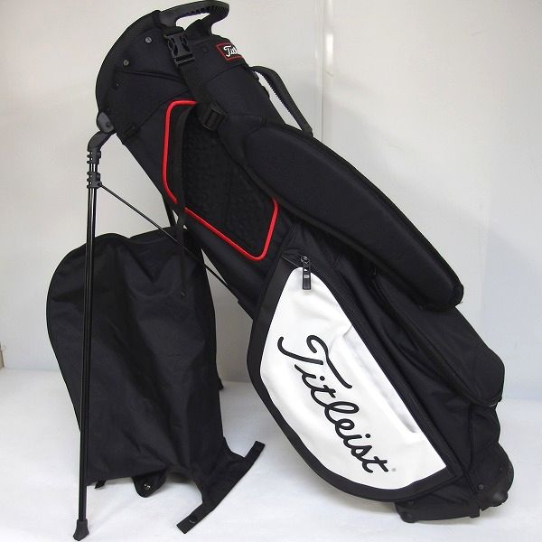 実際に弊社で買取させて頂いたTitleist/タイトリスト Players 4/プレイヤーズ4 スタンドキャディバッグ ブラックｘホワイトｘレッドの画像 1枚目
