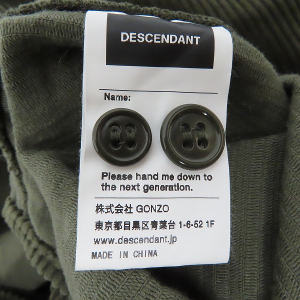 実際に弊社で買取させて頂いたDESCENDANT/ディセンダント TETTY CORDUROY SHIRT コーデュロイ スタンドカラー 202BRDS-SHM04/3の画像 4枚目