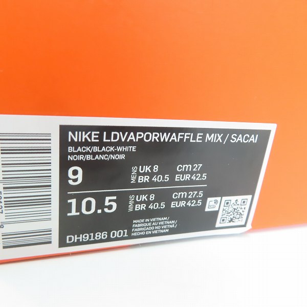 実際に弊社で買取させて頂いた【未使用】NIKE×sacai×JEAN PAUL GAULTIER/ナイキ×サカイ×ゴルチエ LDVAPORWAFFLE MIX/ヴェイパーワッフル DH9186-001/27の画像 7枚目